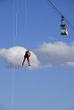 Koelner Seilbahn Gondel blieb haengen Koeln Linksrheinisch P438